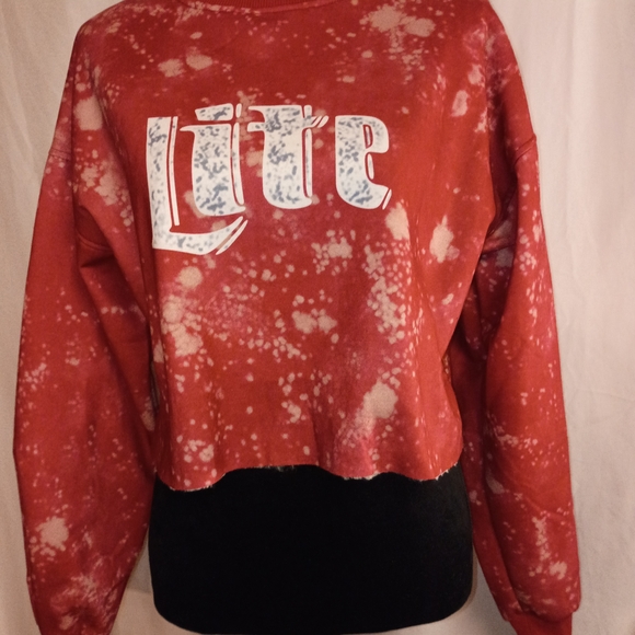 Red Tie-Dye Women's Crew Neck Sweater - Picture 4 of 4